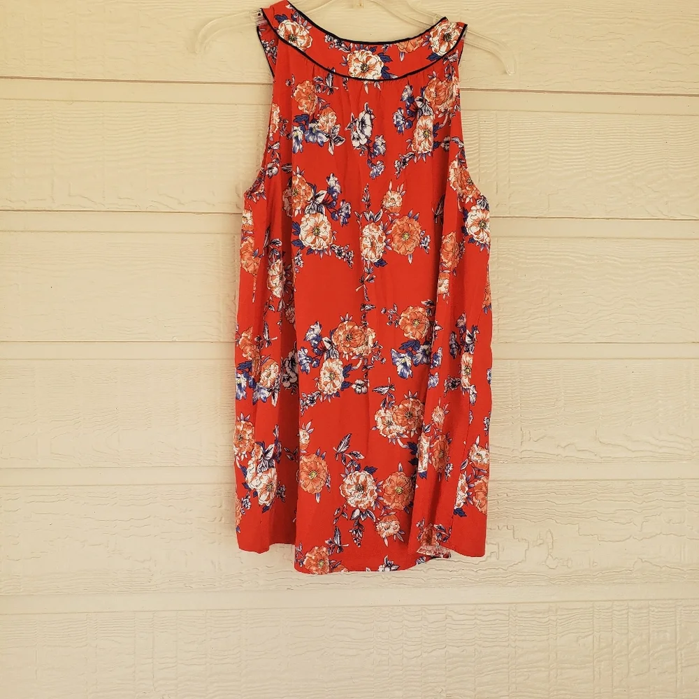 AGF Tank Top woman’s large Floral red Blue Blouse Top scooped neck feminine - Picture 4 of 4